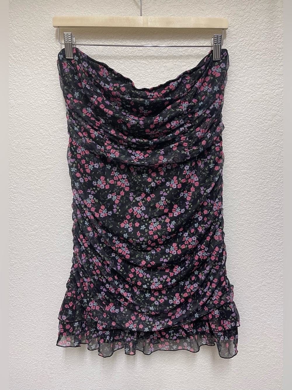 FULL TILT from TILLYS Cinch Tier Ruffle Ditsy Floral Tube Bodycon Dress Size XL
